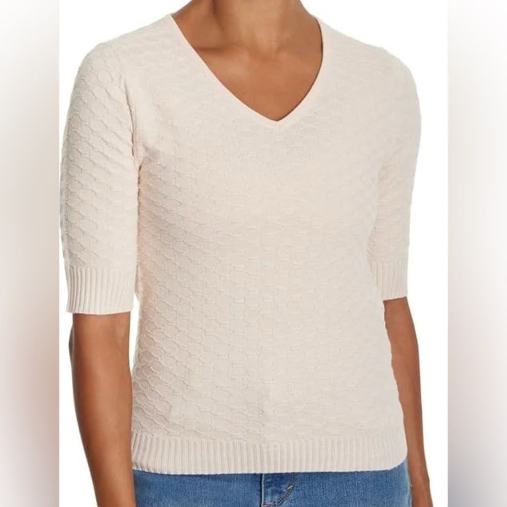 NWT Ella Moss V-Neck Women's Elbow Sleeve Sweater Size S